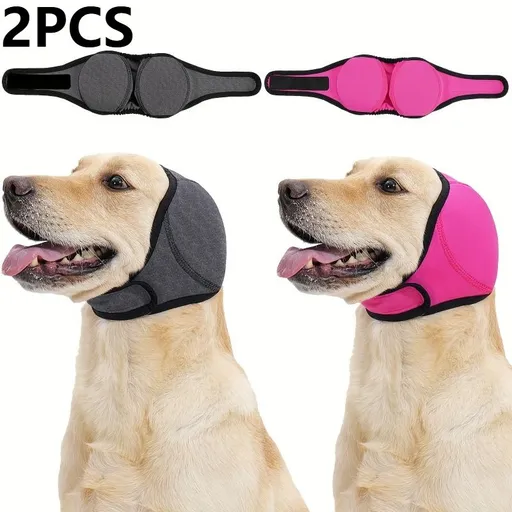 2pcs Adjustable Dog Ear Protectors Noise Cancelling Anti-Anxiety Design for Thunderstorms Fireworks Travel Comfort Fit Medium Large Breed Dogs 251S dark pink + dark gray
