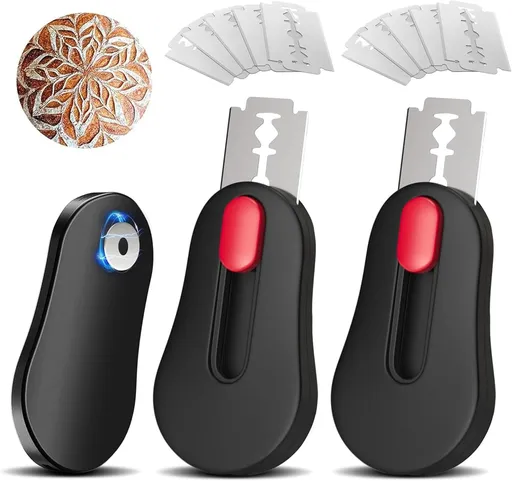 (2 Packs) Bread Lame Dough Scoring Tool with Telescoping Feature, Professional Bread Lame for Bread Scoring Tool & Sourdough Scoring Tool, Bread Lame Dough Scoring Tool with 10 Replacement Blades