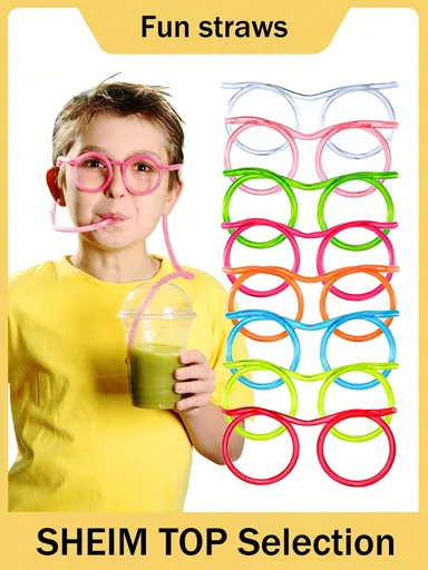 1pc Extra Long Slouchy Glasses Straw Funny Eyeglasses Novelty Tasteless Drinking Straw Quirky Flexible Beverage Accessories Ideal For Parties Gatherings Fun Gag Gift Unique Party Favor Transparent Perfect Valentine's Day Gift