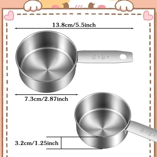 2 Pcs 1/2 Cup Dog Food Scoop, 1/2 Cup Measuring Scoop, 125 ml Stainless Steel Half Cups Dog Food Measuring Scoops for Feeding Pet, Cat, Dogs, Rabbit, Bird, Wet and Dry Ingredients, Dishwasher Safe