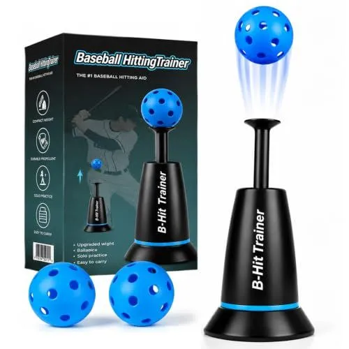 Pop-Up Baseball Training Tee Ball Popper, Hitting Tee for Perfect Swings Includes 3 popper balls for solo hitting practice.Great swing trainer to improve hitting timing and ball contact skills(Black)