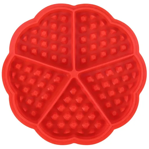 Waffle Mold Bakeware Silicone Waffle Baking Molds Flower Heart Shape Muffin Mould, EASY TO USE,NON STICK.Red