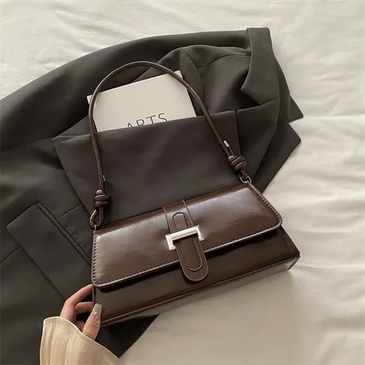 Coffee color French Chic Baguette Shoulder Bag Women’s Minimalist Crossbody Bag with Premium Feel
