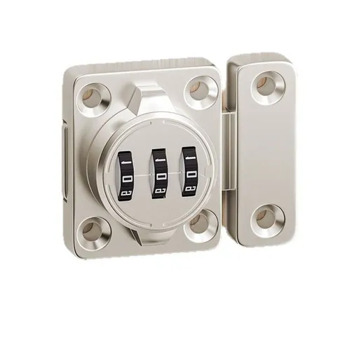 Combination Cabinet Latch, Keyless Drawer Lock, Easy to Install, Suitable for Kitchen Cabinet, Office Drawer, Wooden Furniture, One-Way Door, Etc (Silver, 1 Pack)