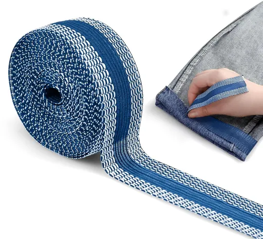 Iron-on tape - 10 m*2.5 cm - Hemming tape - Hemming tape for trousers - Curtain tape - pleating tape - iron-on hem tape - self-adhesive tape without sewing - for hemming - washable repair tape - for jeans, suit trousers, waistband - blue