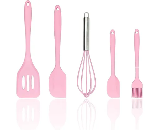 Silicone Baking Utensils Set - Heat-Resistant - Pink