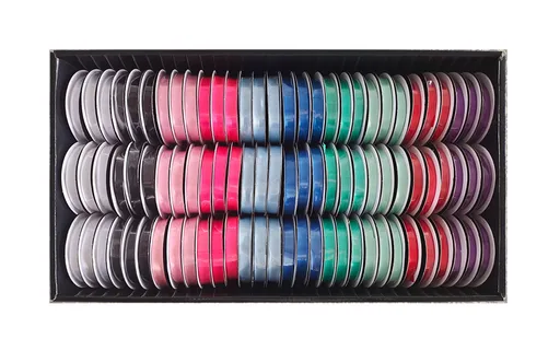 bulk 90 Roll Satin Ribbon 4.5mt 10mm Displayed Box