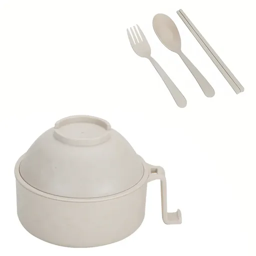 Ramen Bowl Set Microwave Ramen Cooker Instant Noodles Bowl With Chopsticks - Beige