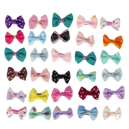 30 Pcs Bow Hair Clip Clips Pin Barrettes Dog Bows for Small Dogs Pet Ring Hairpin