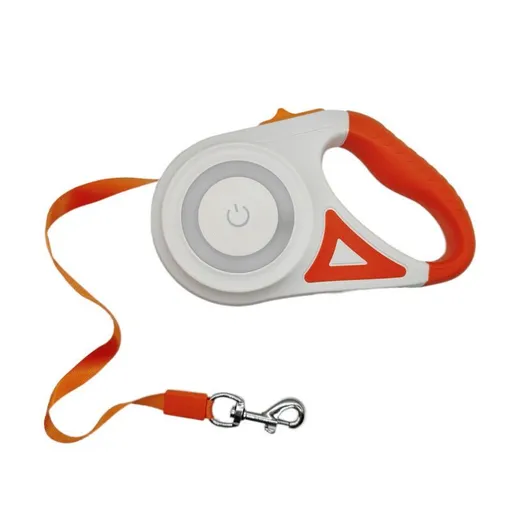 Illuminated Retractable Dog Leash with Touch-Control Brake and RGB Breathing Light, 360° Tangle-Free, Ergonomic Anti-Slip Handle for Medium and Small Dogs, Perfect for Night Walks and Everyday Strolls (Orange 5M(16.4ft))