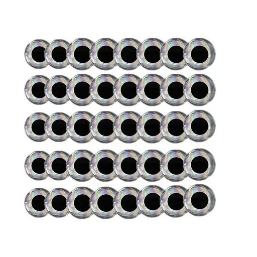 100PCS Fish Eyes 3D Holographic Lure Eyes Fly Tying Jigs Crafts Dolls - 100PCS / 5mm / Silver