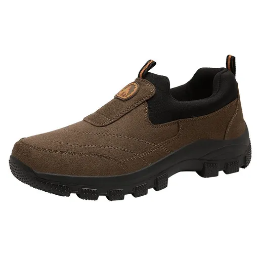 Men Slip On Hiking Shoes Waterproof Low Top Brown 38