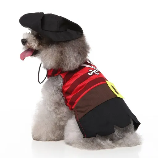 MEIQIPETBABY Dog Costume Polyester Small Breed SDZ135 striped pirates Size: M; Neck (cm): 28-32; Bust (cm): 38-44; Back length (cm): 26-30; Recommended pet weight (kg): 4.5 - 7.0