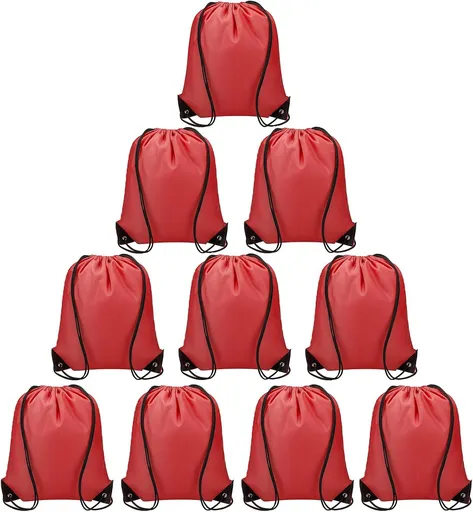 Drawstring Bags Large Capacity 13.3 x 15.7 inches Customizable Polyester Red 10 Piece Set