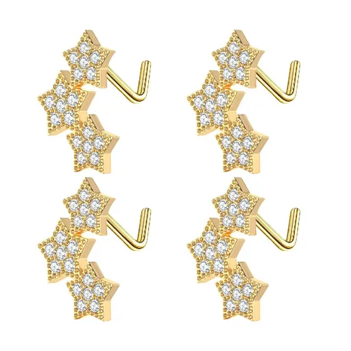 4Pcs Nose Rings,Customizable Jewelry Style Nose Rings for Women,Beautiful Gem Detail Nose Studs,Gold