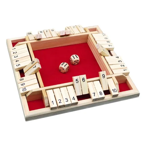 2pc Shut The Box Dice Game,Classic Sided Wooden Board Game Flip Numbers Classic Tabletop Games for Player