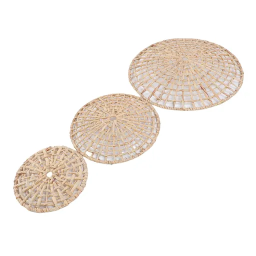 Wall Basket Decor 50cm 35cm 25cm Diameter 3D Design Handmade Round Rattan Woven Wall Ornament for Home