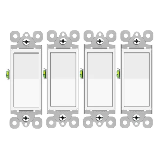 4Pack Three Way Switch Rocker Switch 15A 120/277V, On/Off Rocker Paddle Interrupter, Residential/Commercial Grade,Home & Office