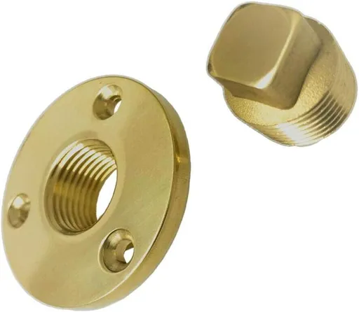 Boat Hull Drain Bronze Brass Garboard Plug w/Recepacle Flange 1/2"