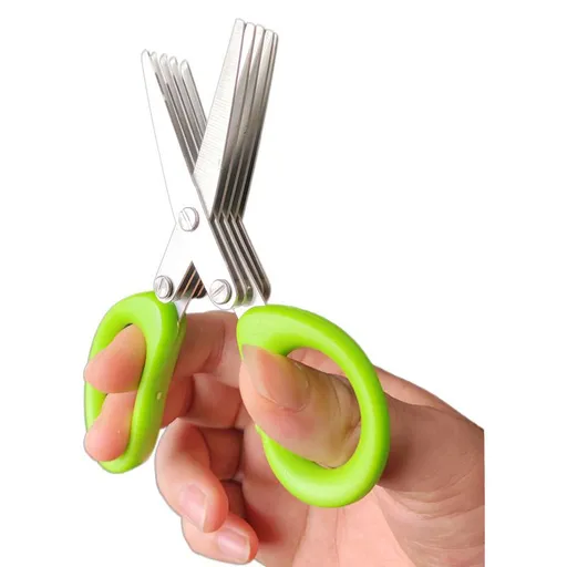 Updated Herb Scissors Set - Herb Scissors With 5 Blades and Cover, Cool Kitchen Gadgets for Cutting Shredded Lettuce