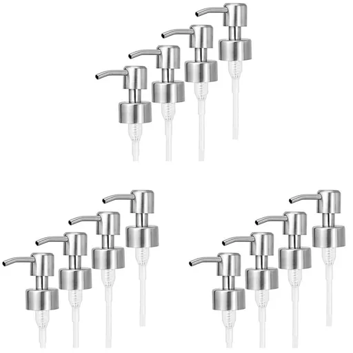 12Pcs Soap Dispenser Pump Replacement Stainless Steel Lotion Dispenser Pump for Regular 28/400 Neck Bottles for Bathroom