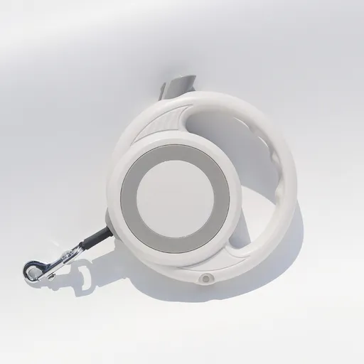 White Heavy Duty Retractable Dog Leash with Ergonomic Wide Handle - Automatic Tangle-Free Extending Lead for Large and Medium Dogs - Carbon Fiber Texture
