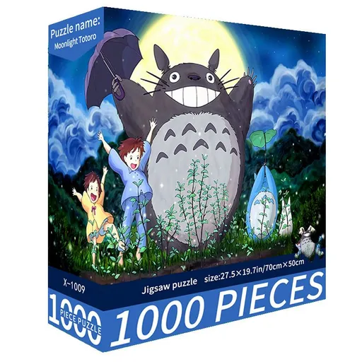 (2 PCS) 1000-Piece Moonlight Totoro Jigsaw Puzzle - High Difficulty Stress-Relief Toy