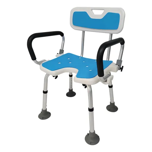 Orthonica Height Adjustable Shower Chair with Armrests, Non-Slip Bath Seat Bench for Elderly & Disabled, 136kg