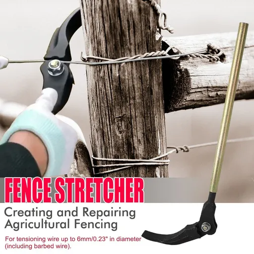 Heavy Duty Fence Wire Tensioner with Ergonomic Long Handle for Farm Ranch Orchard Agricultural Fence Installation and Repair (Black)