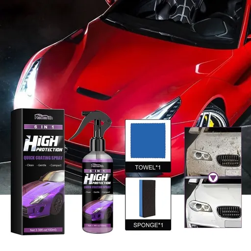 6 in 1 High Protection Car Coating Cleaning Spray, Ceramic Car Coating Spray, Nano Car Scratch Repair Spray, Quick Coat Car Wax Polish Spray (1Pcs)