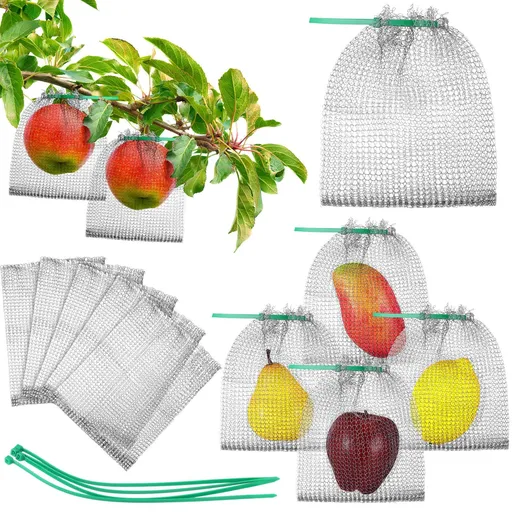 15 Pcs Fruit Protection Bags for Fruit Trees Stainless Steel Mesh Bags Bulk Netting Bags Reusable Barrier Bags with Ties