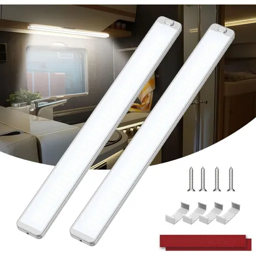 2 Pcs Lighting 228 LED 12V, 10W Bar of Light Interieure a LED, 2000LM Bar of Light a LED with Switch on and Off Car, Truck Bateau