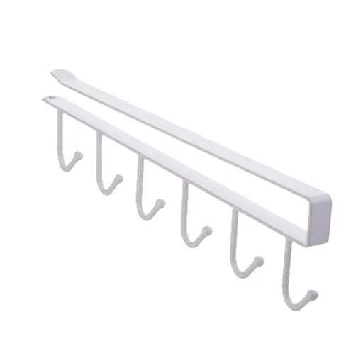 Mug Cups Wine Glasses Storage Hooks Kitchen Utensil Ties Belts Scarf Hanging Hook Rack Holder Under Cabinet Closet Without Drilling 6 Hooks White