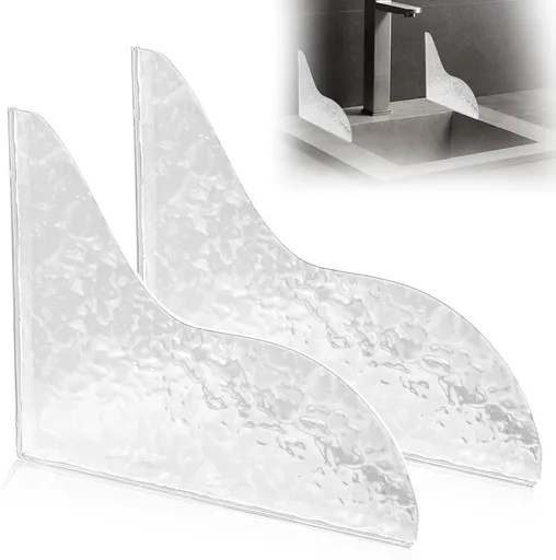 2Pcs Shower Splash Guard, Self- Adhesive Shower Water Splash Guard Drip Blocker, Clear Bathtub Water Splash Guard for Tub, Acrylic Shower Curtain Bathtub Corner Splash Guard for Bathtub