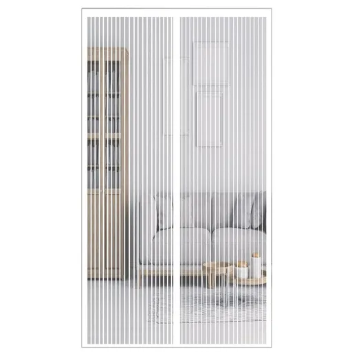 Magnetic Door Screens - 100x210 cm Self-Closing - High-Density Insect Mesh - No Drilling Required - White