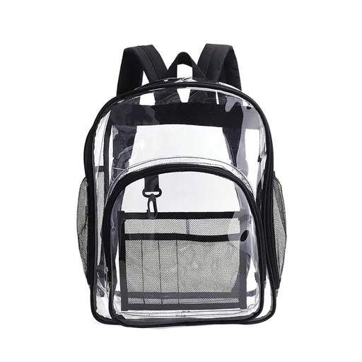 Laptop Backpack School Bags Black Transparent PVC Waterproof Large Capacity for School College Student 36x28x12cm