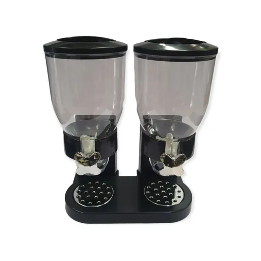 Kitchee 4L Double Cereal Dispenser Countertop for Rice Grains Storage Black