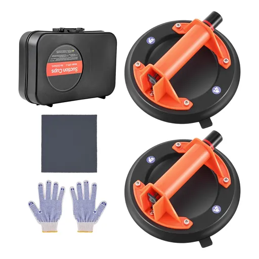 Vacuum Suction Cup, 203 mm Vacuum Glass Lifter with ABS Handle, 180 kg Max Lifting Capacity Tile Suction Cup Tool with Carrying Case for Lifting Large Tile, Granite, Drywall, Windows (2-Pack)