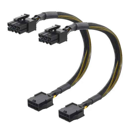 2-Pack 8 Pin PCIe Extension Cable - 10 Inches (Male to Female, NOT for Direct PSU Use), 8 Pin GPU Power Extension Cable (Not 6+2Pin)