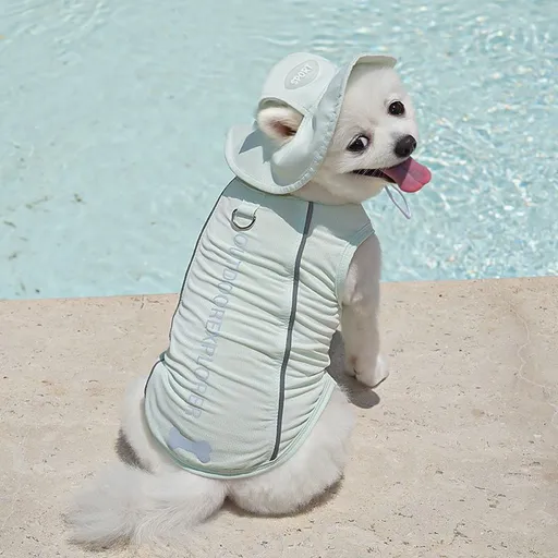 Dog Vest Summer Cooling Breathable Pet Clothes Combination Mint Green Reflective Ice Silk Vest 7XL (Chest: 86cm, Weight: 55-70 jin)