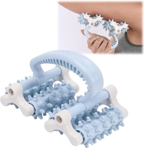 Handheld Massage Roller 20 Rotating Wheels Adjustable Contact Angle Blue