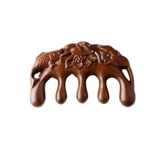1Pcs Wooden Wide Tooth Massage Comb, Portable Sandalwood Carved Hair Comb, Handheld Head Massage Com