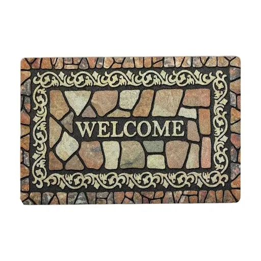 Retro Door Mat, Welcome Doormat Decorative Home Floor Mat, Non Slip Rubber Back and Strong Water Absorption for Outdoor Indoor Entrance Decor