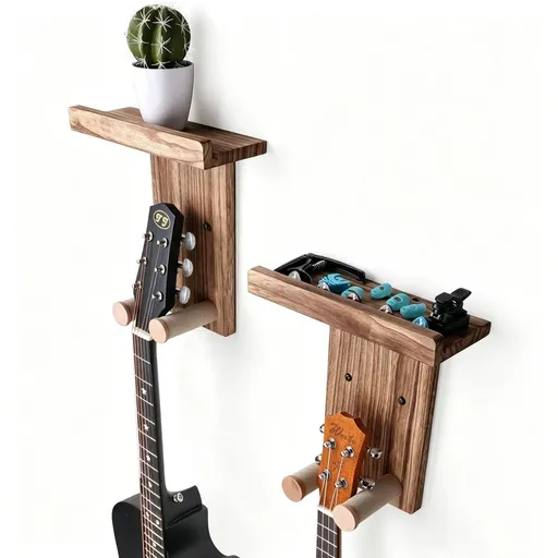 Guitar Wall Mount,Guitar Wall Hangers Holder Guitar Hangers Shelf with Pick Holder Wood Guitar Rack for Acoustic