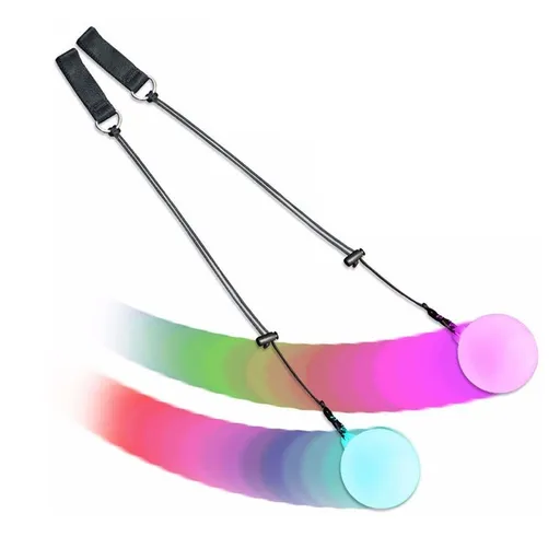 Soft Spinning Glow Poi for Beginner Kids and Professional Rainbow Fade and High Strobe Spinning LED Glow Toy Light Up Balls 2pcs