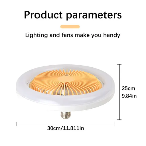 Aoresac Mini Ceiling Fan with Light Silent LED Ceiling Fan Remote Control Enclosed E27 Socket Fan Light with Memory Function Timing for Garage Bedroom Living Room Kitchen