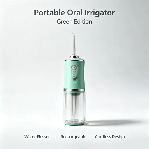 Travel-Sized Electric Water Flosser, Household Oral Irrigator For Daily Oral Maintenance, A8 Light Green With 4 Replacement Nozzles, Easy To Carry Dental Cleaner