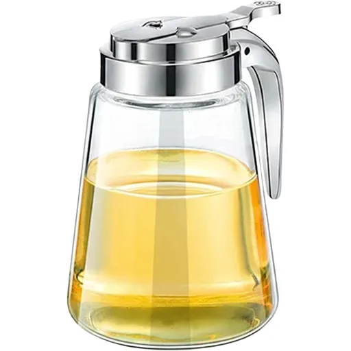 Elegant Glass Syrup Dispenser Jar with No-Drip Pump, for Honey and Maple, 10oz