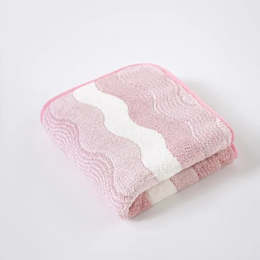 Pink 5-Pack Wave Pattern Towels - Thick Soft Absorbent Face Towels with Bound Edges, Quick-Drying Skin-Friendly Towels for Bathroom, Washing and Shower Use