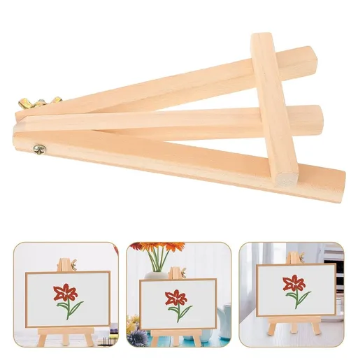 Khaki Wooden Triangle Small Easel Stand for Artwork and Framed Photos